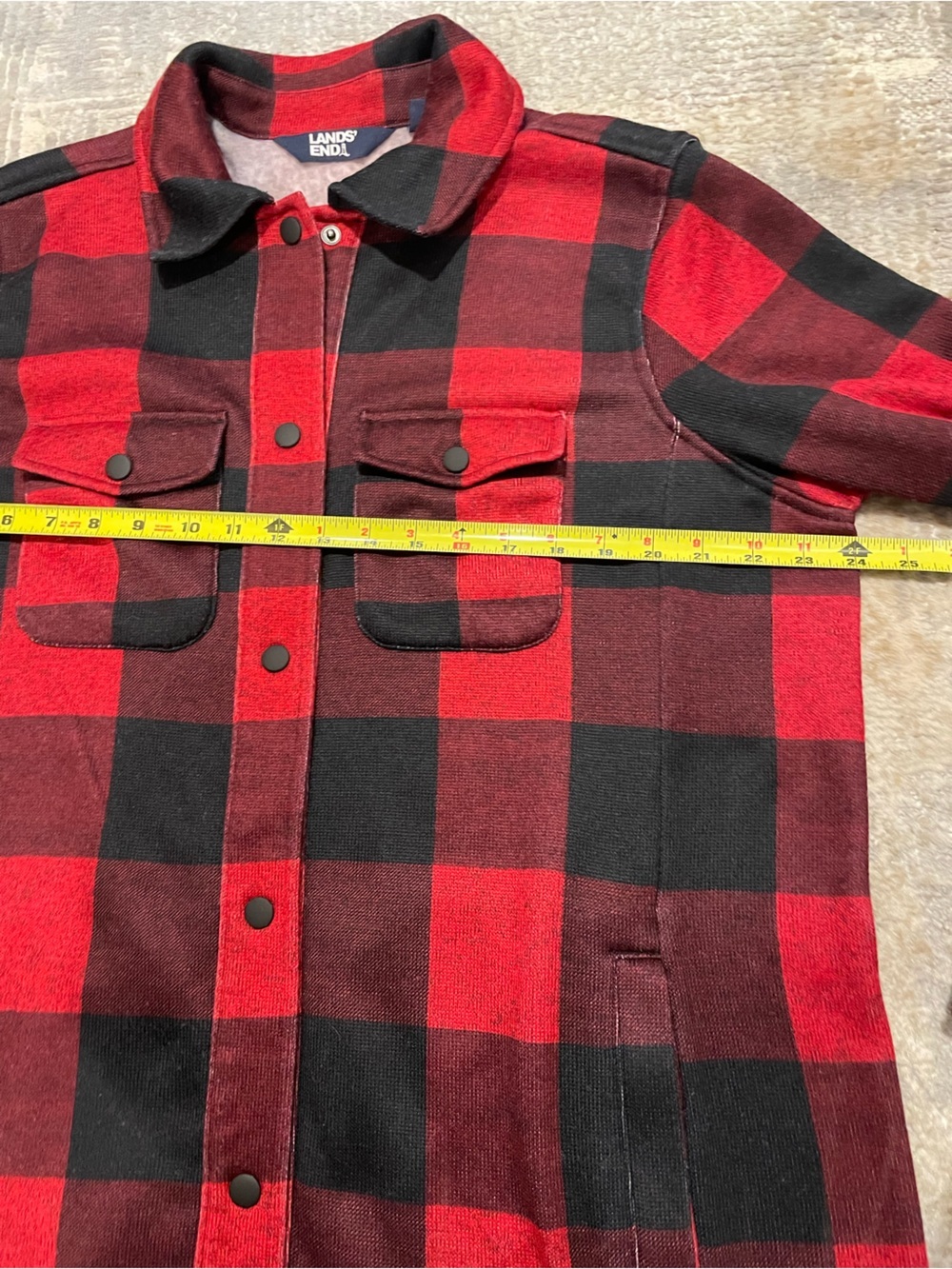 Lands' End Women's Buffalo Plaid Shacket Shirt Jacket Soft & Cozy Size 1X 16-18W - Picture 10 of 12